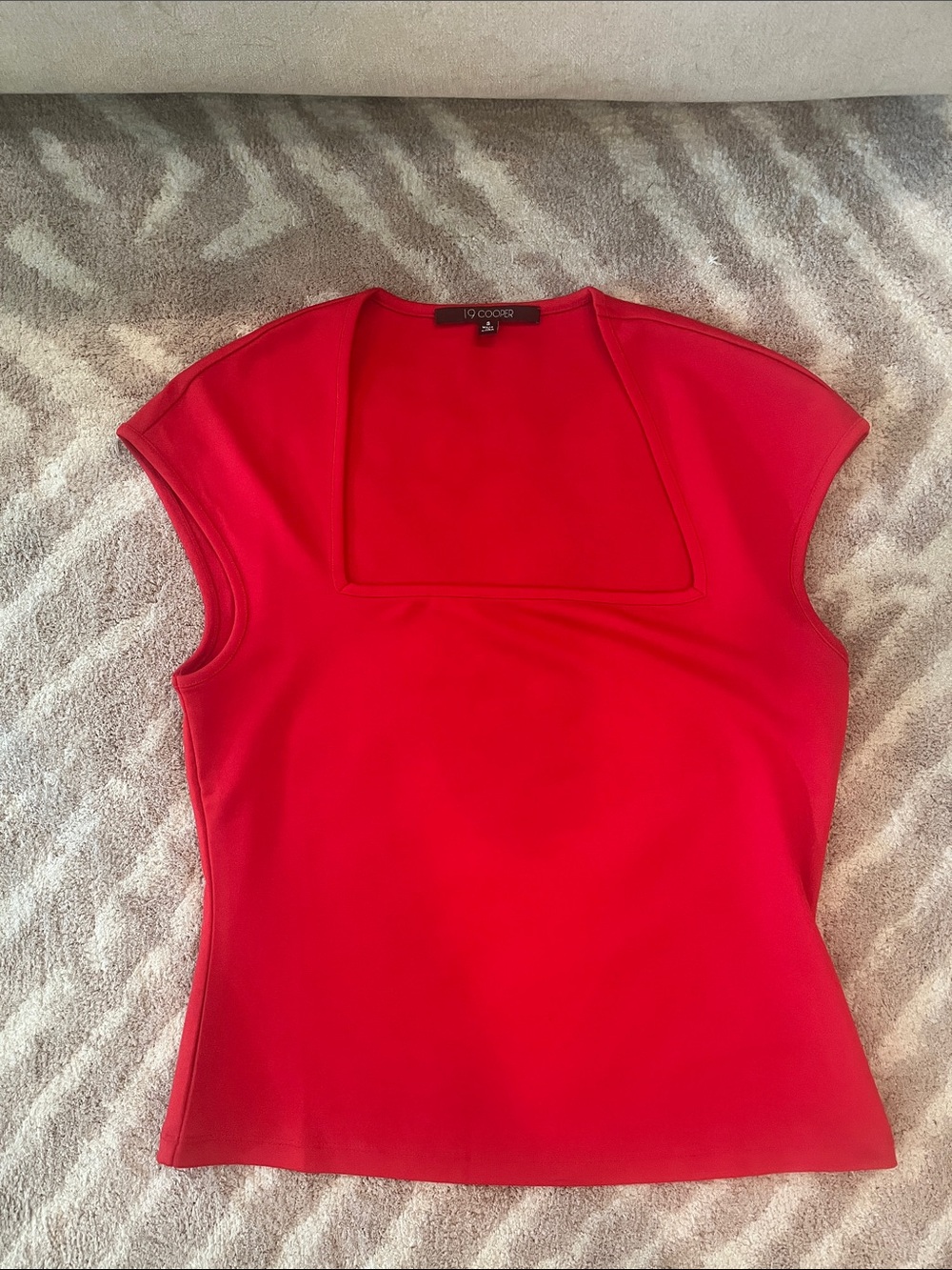 19 Cooper Bold Red Square Neck Cap-Sleeve Tank